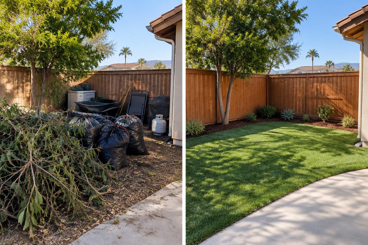 Cleared yard space after debris removal